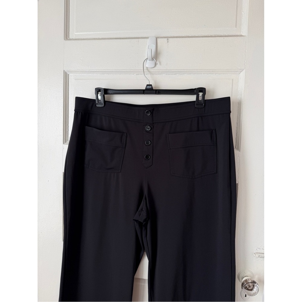 Halara Wide Leg Pull On Pants Elastic Waist Black Faux Buttons Pockets Office 2X - Picture 4 of 14